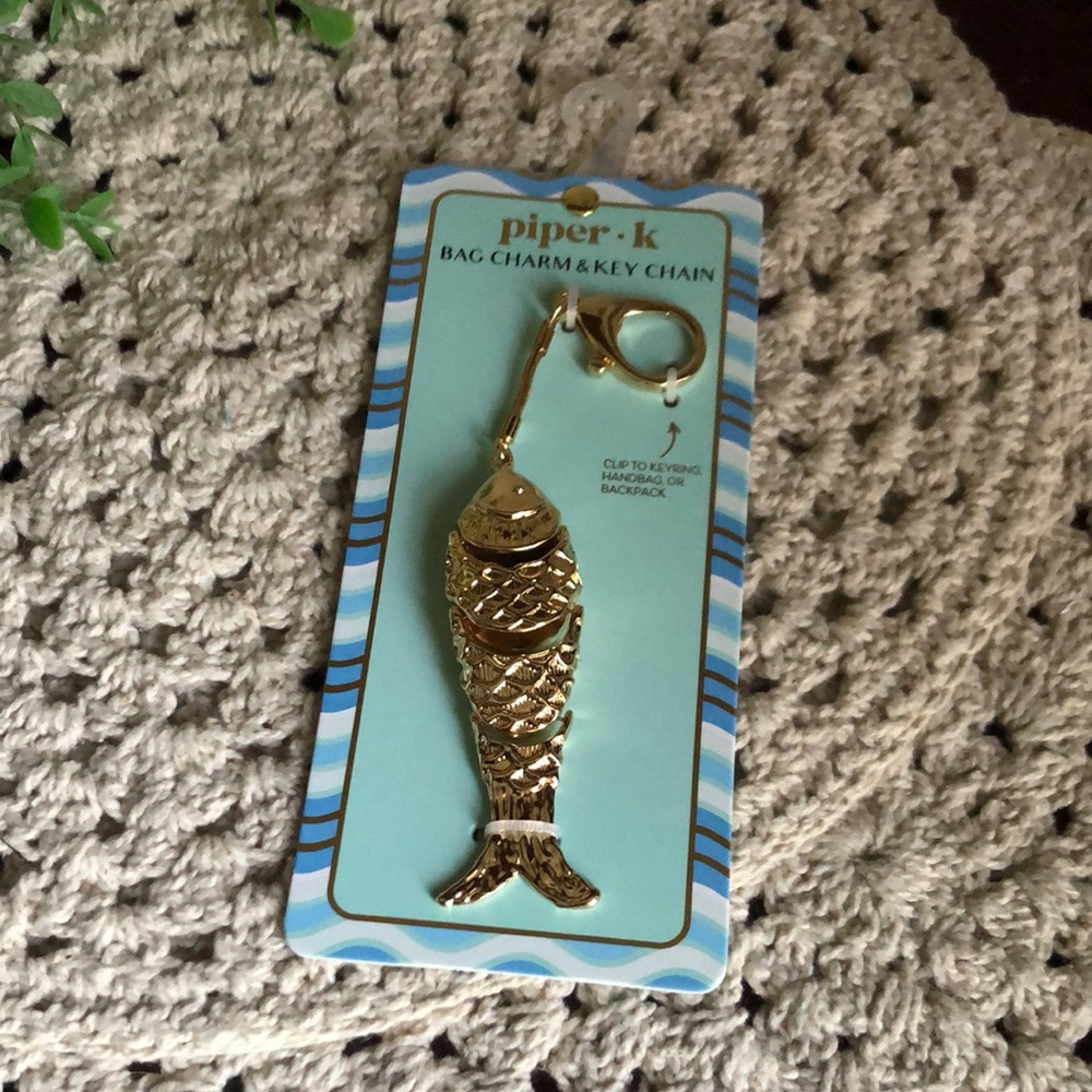 Piper Gold Fish Bag Charm Keychain